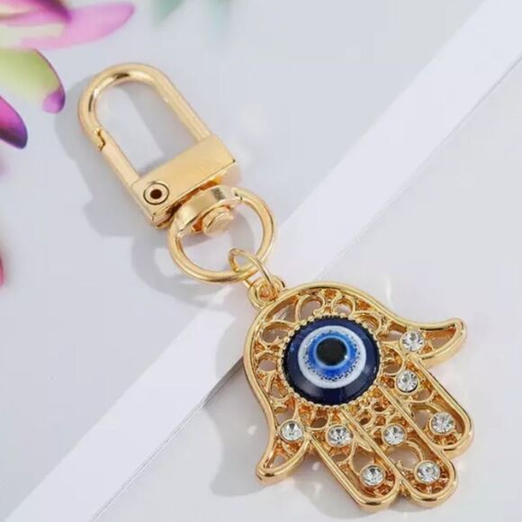 Fashion Jewelry HAMSA clasp chain holder NWT Zinc Alloy Rhinestone - Picture 1 of 5